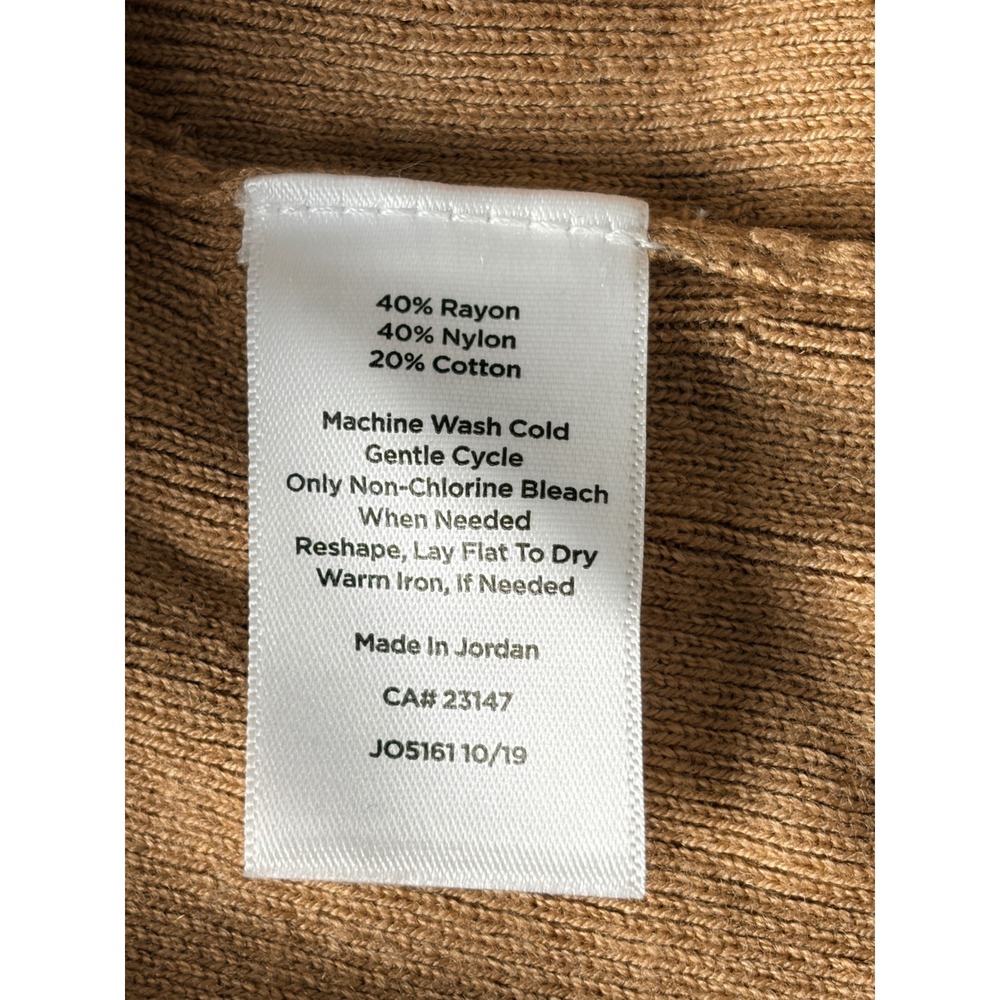 Talbots Open Front Cardigan Womens 3XP Brown White Trim Knit Pocket Stretch - Picture 9 of 9